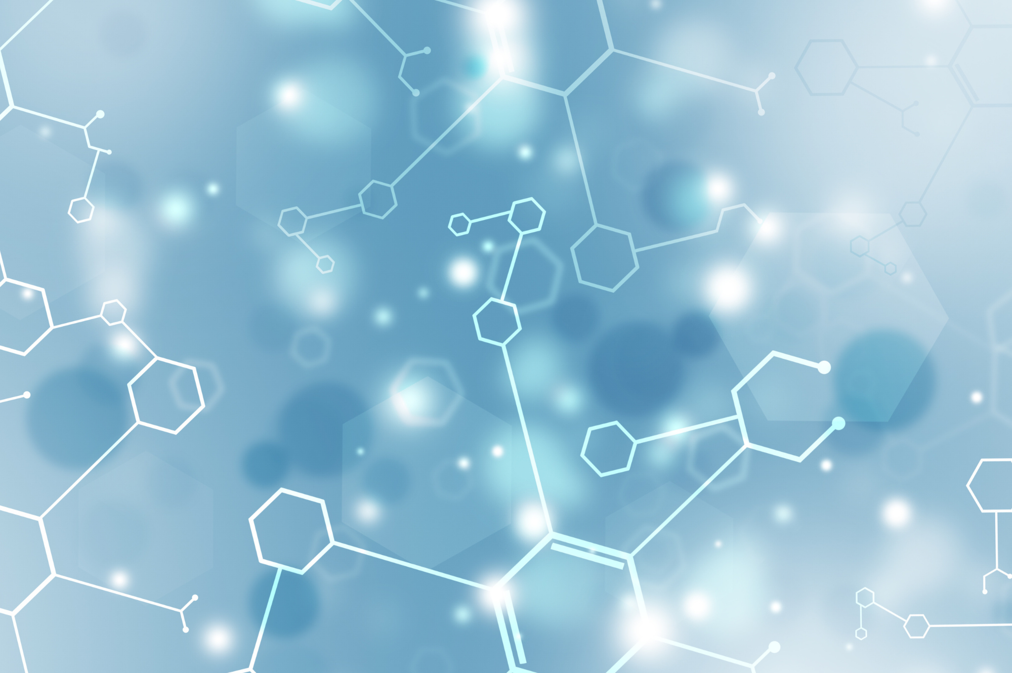 Molecules on Blue Background