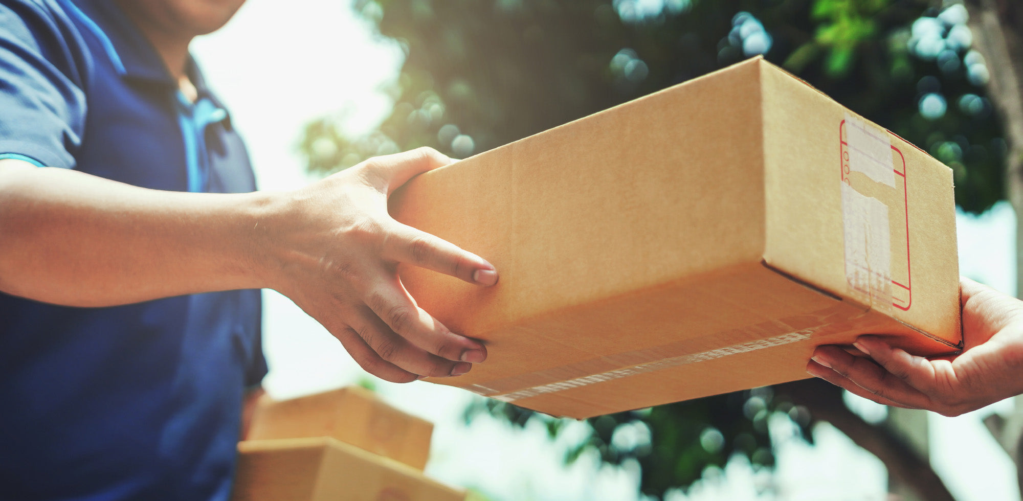 mailman handing someone a package