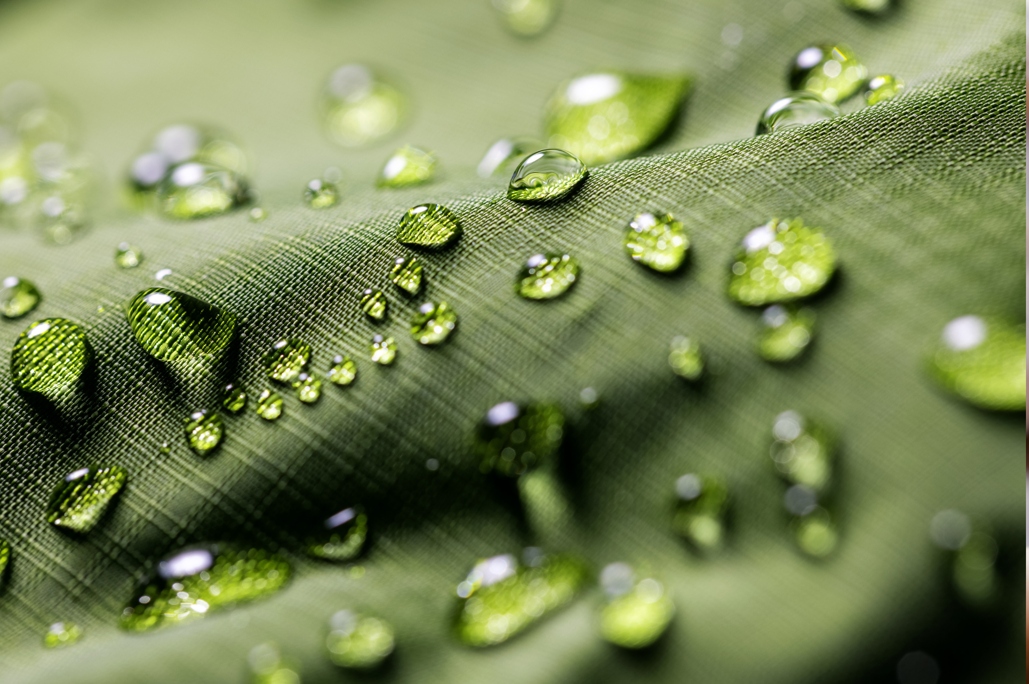 Green Textile with Water Droplets on It