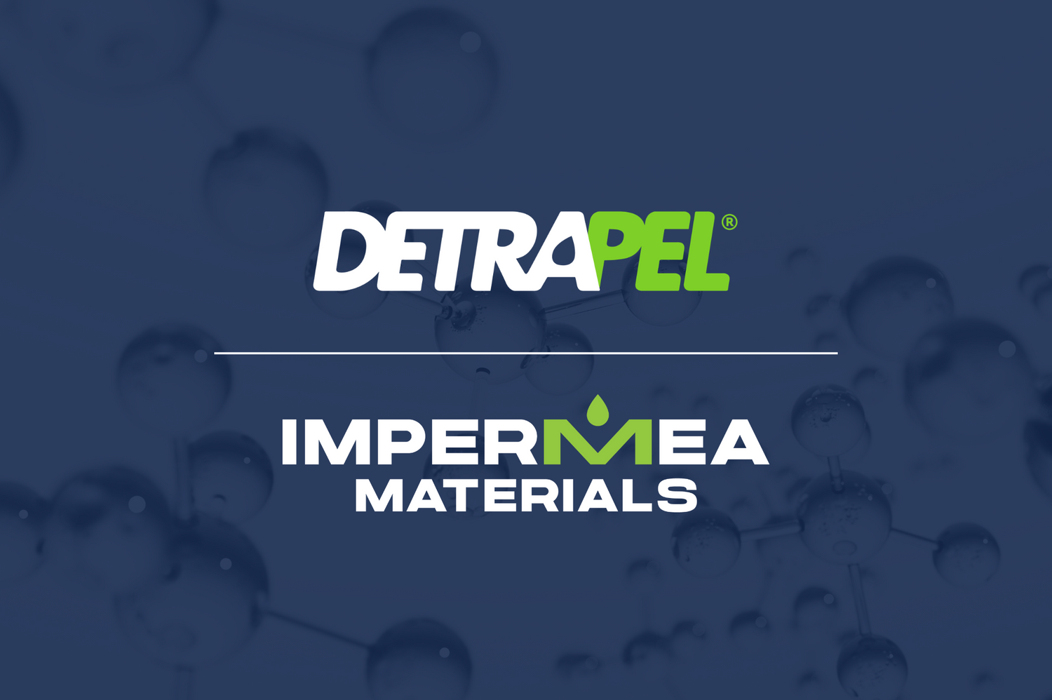 DetraPel and Impermea Materials Logos on Blue Background