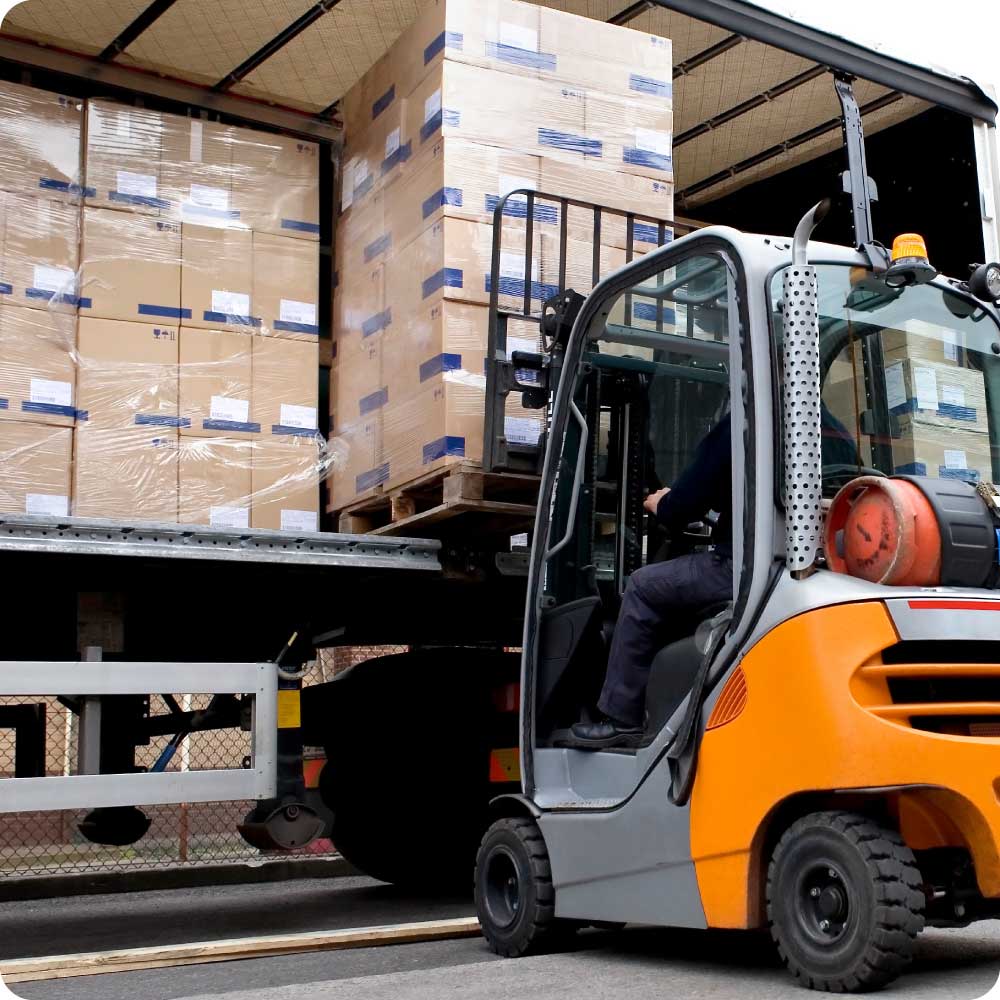 fork lift in manufacture warehouse